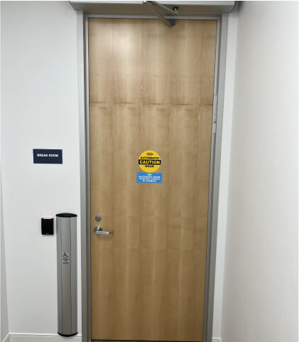 Indoor automatic door, ADA compliant, installed by Patriot Commercial Doors